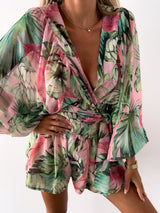 Olena - Strand Playsuit Kleid – Grün