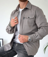 Konstantin | Herren Langarm Freizeithemd – Grau