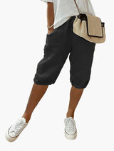 Kurze Damenhose mit Kordel – Stilvolle Bermudashorts für den Sommer, den Alltag und den Urlaub – Schwarz