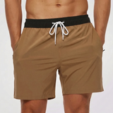 Kurze Herren-Badeshorts mit Kontrastbund – Khaki