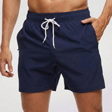 Kurze Herren-Badeshorts mit Kontrastbund – Marineblau