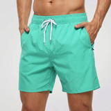 Kurze Herren-Badeshorts mit Kontrastbund – Grass Green
