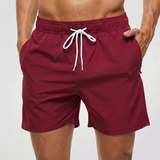 Kurze Herren-Badeshorts mit Kontrastbund – Wine