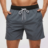 Kurze Herren-Badeshorts mit Kontrastbund – Grau