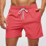 Kurze Herren-Badeshorts mit Kontrastbund – Pink