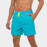 Kurze Herren-Badeshorts mit Kontrastbund – Türkis