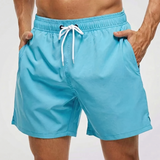 Kurze Herren-Badeshorts mit Kontrastbund – Sky Blue