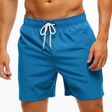 Kurze Herren-Badeshorts mit Kontrastbund – Tiefblau