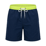 Kurze Herren-Badeshorts mit Kontrastbund – Grün Marineblau