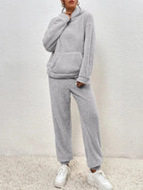 Damen Gemütlicher Teddy Hausanzug | Zweiteilig Warm – Grau