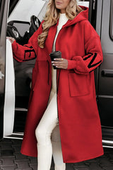 LILY – Elegante Nordic Knit Kapuzenjacke für Damen – Rot