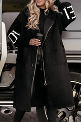 LILY – Elegante Nordic Knit Kapuzenjacke für Damen – Schwarz