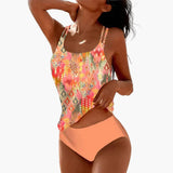 Dam Tankini Bikini Set – Bohemian Stil für Strand und Pool – Orange