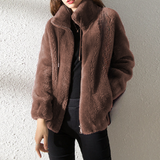 Keilani – weiche warme damenjacke – Dunkelbraun
