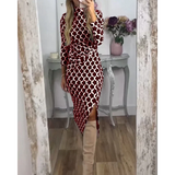 Sheryl - Fischschuppen-Halstuchkleid – Rot