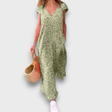 Elisiane – Fließendes Kleid mit V-Ausschnitt – Grün