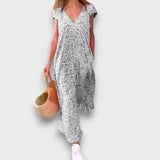 Elisiane – Fließendes Kleid mit V-Ausschnitt – Grau