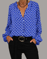 Moderne V-Ausschnitt Bluse – Blau