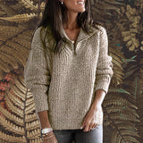 Cacillie - Oversize-Pullover mit Reißverschluss – Khaki