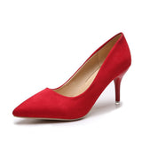 Klassische spitze High Heels | Veganes Premium-Material | Nude Stiletto – Rot