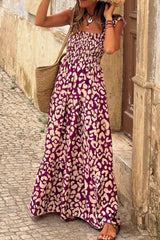 Manon – Maxikleid mit hoher Taille und Leopardenmuster – Lila