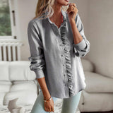 Rüschenbluse | Feminine Eleganz | Trendy Chic – Grau