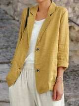 Damen Blazer aus Leinen | Leicht und elegant | Lässiger Chic – Gelb