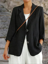 Damen Blazer aus Leinen | Leicht und elegant | Lässiger Chic – Schwarz