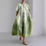 Langes Böhmisches Kleid | Florale Eleganz | Leichtigkeit & Komfort – Grün
