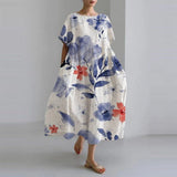Langes Böhmisches Kleid | Florale Eleganz | Leichtigkeit & Komfort – Blau