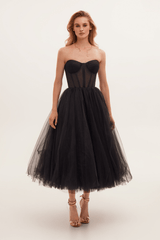 Schwarzes Bustierkleid | Tüll | Dramatisch und Elegant – Schwarz
