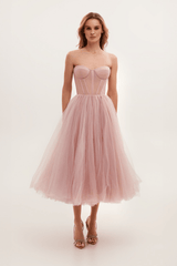 Schwarzes Bustierkleid | Tüll | Dramatisch und Elegant – Rosa
