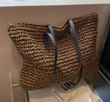 Boho Damentasche – Handgewebte Strandtasche mit Quasten & Details – Dunkelbraun