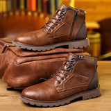 Jethro | Schnürstiefel aus robustem Leder – Braun