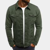 Leonhard | Herren Trucker Jacke mit Knopfverschluss – Armeegrün