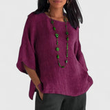 Leonie | Damen 3/4 Arm Bluse mit rundem Ausschnitt – Lila