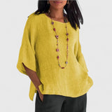 Leonie | Damen 3/4 Arm Bluse mit rundem Ausschnitt – Gelb