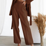 Leonie | Damen Weite Hose Hohe Taille – Braun