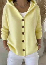 Alsira - Soft-Touch-Kapuzenstrickjacke – Hellgelb