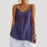Lieke | Damen Spaghettiträger Top V-Ausschnitt Fließend – Blau