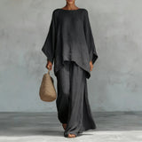 Lieselotte | Damen Oversized Poncho Set – Dunkelgrau