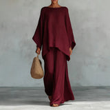 Lieselotte | Damen Oversized Poncho Set – Burgunder