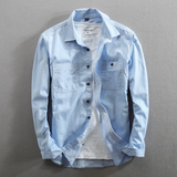 Simon | Leichte bluse mit Brusttaschen – Hellblau