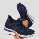 Lirenne | Damen Glitzer Sneaker mit Strasssteinen Plateau – Marineblau