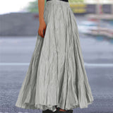 Lisanne | Damen Maxirock A-Linie Faltenrock Gummibund – Hellgrau