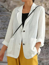 Liselotte | Damen Blazer mit Reverskragen Zwei-Knopf – Weiß