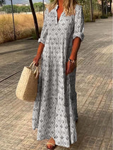 Damen Kleid | lange Maxi-Form mit gleichmäßigem Rockverlauf – Grau