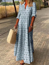 Damen Kleid | lange Maxi-Form mit gleichmäßigem Rockverlauf – Blau