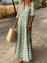 Damen Kleid | lange Maxi-Form mit gleichmäßigem Rockverlauf – Grün