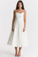 Abilene – Elegantes Midikleid aus Leinen – Weiß